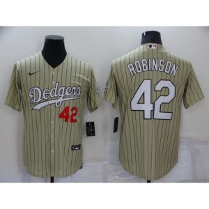 Men's Los Angeles Dodgers #42 Jackie Robinson Cream Cool Base Stitched Jersey