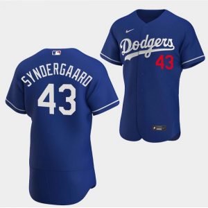 Men's Los Angeles Dodgers #43 Noah Syndergaard Blue Flex Base Stitched Baseball Jersey