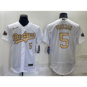 Men's Los Angeles Dodgers #5 Freddie Freeman 2022 All-Star White Flex Base Stitched Baseball Jersey