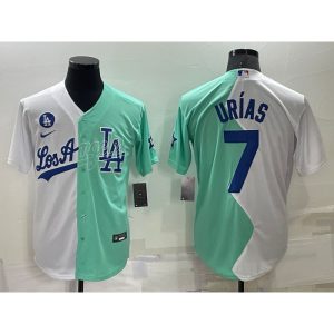 Men's Los Angeles Dodgers #7 Julio Urias 2022 All-Star White/Green Cool Base Stitched Baseball Jersey