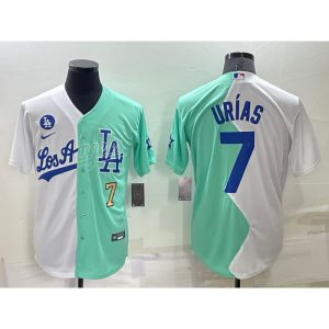 Men's Los Angeles Dodgers #7 Julio Urias 2022 All-Star White/Green Cool Base Stitched Baseball Jersey