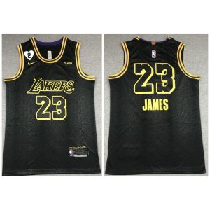 Men's Los Angeles Lakers #23 LeBron James 2020Black City Edition With GiGi Patch Stitched Jersey