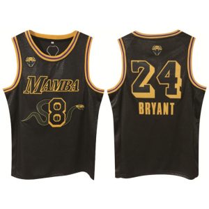 Men's Los Angeles Lakers Front #8 Back #24 Kobe Bryant Black Print Basketball Jersey