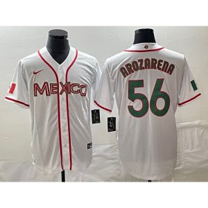 Men's Mexico Baseball #56 Randy Arozarena 2023 White World Baseball Classic Stitched Jersey