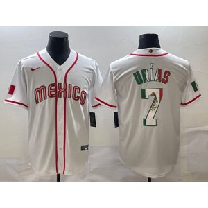 Men's Mexico Baseball #7 Julio Urias 2023 White World Baseball Classic Stitched Jersey