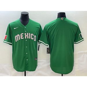 Men's Mexico Baseball Blank 2023 Green World Baseball Classic Stitched Jersey
