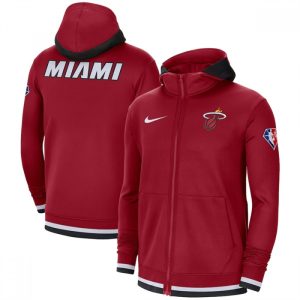 Men's Miami Heat Red 75th Anniversary Performance Showtime Full-Zip Hoodie Jacket