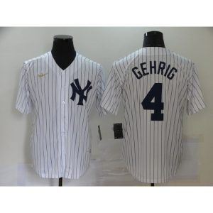 Men's New York Yankees #4 Lou Gehrig New White Throwback Cool Base Stitched Jersey