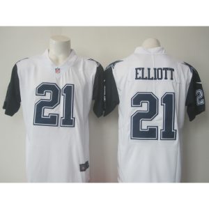 Men's  Cowboys #21 Ezekiel Elliott White Limited Rush Stitched NFL Jersey