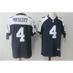 Men's  Dallas Cowboys #4 Dak Prescott Navy Blue Thanksgiving Stitched NFL Vapor Untouchable Limited Throwback Jersey