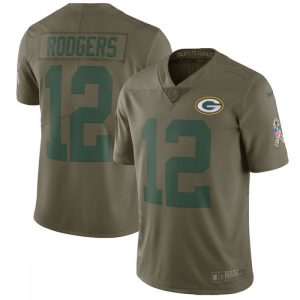 Men's  Green Bay Packers #12 Aaron Rodgers Olive Salute To Service Limited Stitched NFL Jersey