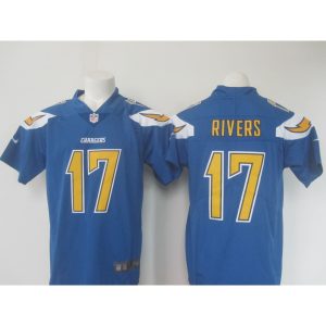 Men's  Los Angeles Chargers #17 Philip Rivers Blue Limited Rush Stitched NFL Jersey