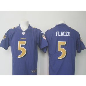 Men's  Ravens #5 Joe Flacco Purple Limited Rush NFL Jersey