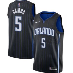 Men's Orlando Magic #5 Mohamed Bamba Black Icon Edition Stitched Swingman Jersey