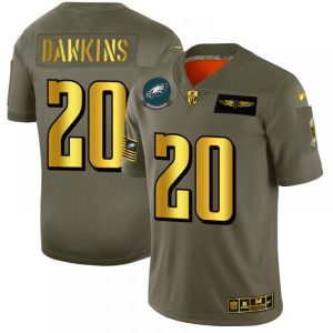 Men's Philadelphia Eagles #20 Brian Dawkins 2019 Olive/Gold Salute To Service Limited Stitched NFL Jersey