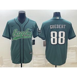 Men's Philadelphia Eagles #88 Dallas Goedert Green With Patch Cool Base Stitched Baseball Jersey