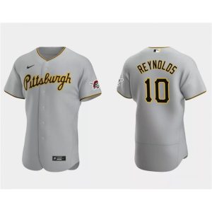 Men's Pittsburgh Pirates #10 Bryan Reynolds Grey Flex Base Stitched Baseball Jersey