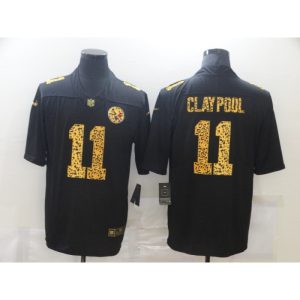 Men's Pittsburgh Steelers #11 Chase Claypool 2020 Black Leopard Print Fashion Limited Stitched Jersey