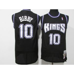 Men's Sacramento Kings #10 Mike Bibby 2001-02 Black Throwback Stitched Jersey