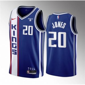 Men's Sacramento Kings #20 Colby Jones Blue 2023/24 City Edition Stitched Basketball Jersey