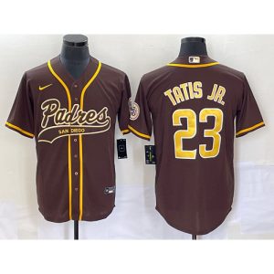 Men's San Diego Padres #23 Fernando Tatis Jr. Brown Cool Base Stitched Baseball Jersey