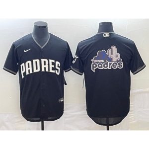 Men's San Diego Padres Black Team Big Logo Cool Base Stitched Baseball Jersey