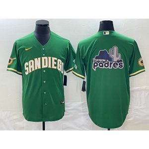 Men's San Diego Padres Green Team Big Logo Cool Base Stitched Baseball Jersey 002