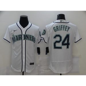 Men's Seattle Mariners #24 Ken Griffey White Flex Base Stitched jersey