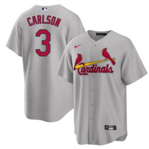 Men's St. Louis Cardinals #3 Dylan Carlson Grey Cool Base Stitched Jersey