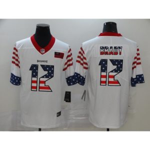 Men's Tampa Bay Buccaneers #12 Tom Brady White USA Flag Fashion Color Rush Stitched Jersey