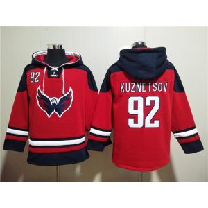 Men's Washington Capitals #92 Evgeny Kuznetsov Red Ageless Must-Have Lace-Up Pullover Hoodie