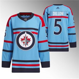 Men's Winnipeg Jets #5 Brenden Dillon Light  Blue Anniversary Primegreen Stitched Jersey