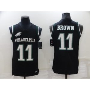 Men's  Philadelphia Eagles #11 A. J. Brown Black Limited Tank Top Stitched Jersey