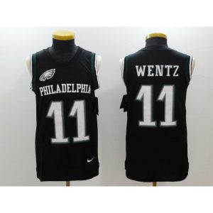 Men's  Philadelphia Eagles #11 Carson Wentz Black Limited Tank Top Jersey