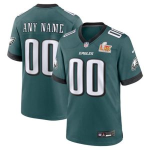 Men's Philadelphia Eagles  Midnight Green Super Bowl LIX Custom Game Jersey