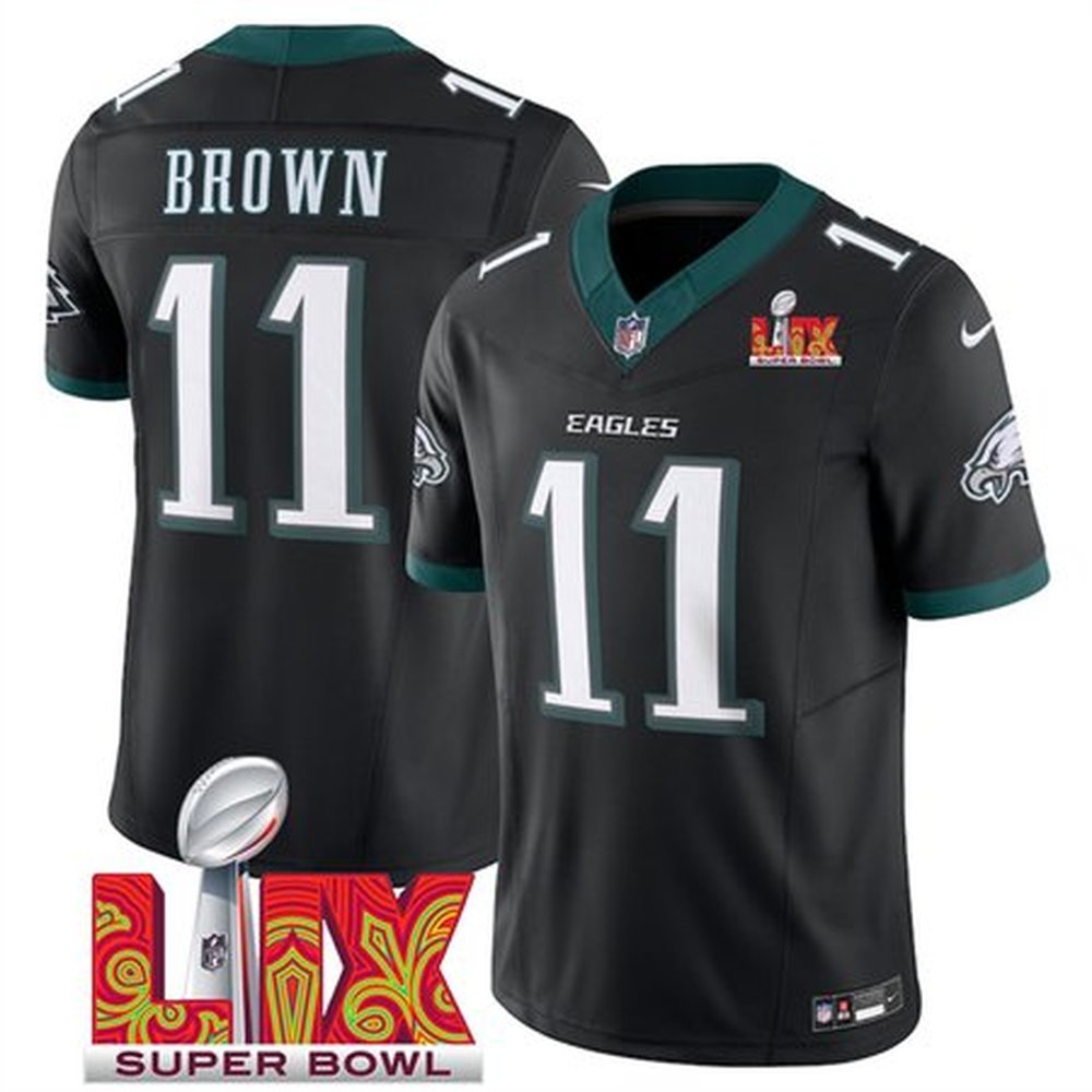 Mens20Philadelphia20Eagles20P1120A.J.20Brown20Black20202520Super20Bowl20LIX20Patch20New20F.U.S.E.20Vapor20Untouchable20Limited20Stitched20Football20Jersey.jpg