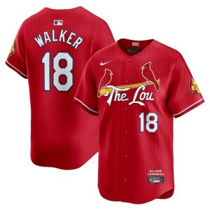 Men's St. Louis Cardinals #18 Jordan Walker  Red 2024 City Connect Limited Player Jersey