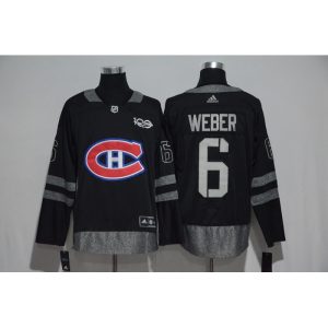 Montreal Canadiens #6 Shea Weber Black Men's 1917-2017 100th  Anniversary   Stitched NHL Jersey