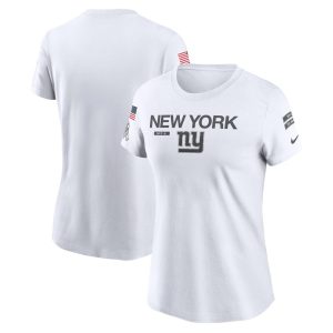 Women's New York Giants   White 2024 Salute To Service Legend Performance T-Shirt