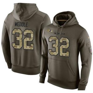 NFL Men's  Baltimore Ravens #32 Eric Weddle Stitched Green Olive Salute To Service KO Performance Hoodie