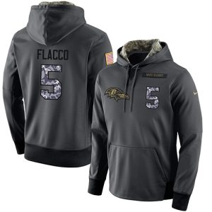 NFL Men's  Baltimore Ravens #5 Joe Flacco Stitched Black Anthracite Salute to Service Player Performance Hoodie