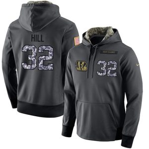 NFL Men's  Cincinnati Bengals #32 Jeremy Hill Stitched Black Anthracite Salute to Service Player Performance Hoodie