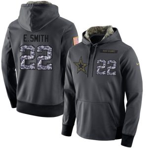 NFL Men's  Dallas Cowboys #22 Emmitt Smith Stitched Black Anthracite Salute to Service Player Performance Hoodie