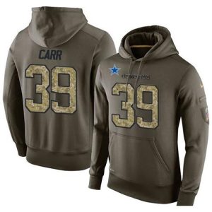 NFL Men's  Dallas Cowboys #39 Brandon Carr Stitched Green Olive Salute To Service KO Performance Hoodie