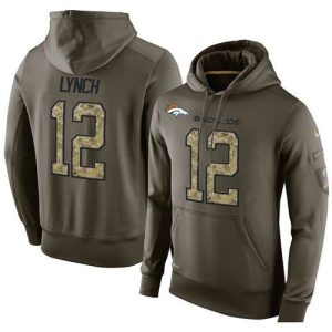 NFL Men's  Denver Broncos #12 Paxton Lynch Stitched Green Olive Salute To Service KO Performance Hoodie