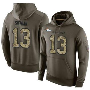 NFL Men's  Denver Broncos #13 Trevor Siemian Stitched Green Olive Salute To Service KO Performance Hoodie
