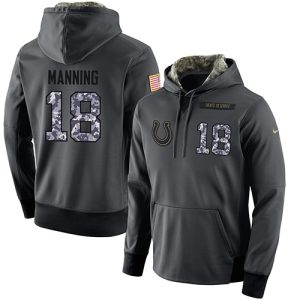 NFL Men's  Indianapolis Colts #18 Peyton Manning Stitched Black Anthracite Salute to Service Player Performance Hoodie
