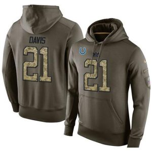 NFL Men's  Indianapolis Colts #21 Vontae Davis Stitched Green Olive Salute To Service KO Performance Hoodie
