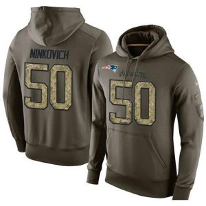 NFL Men's  New England Patriots #50 Rob Ninkovich Stitched Green Olive Salute To Service KO Performance Hoodie