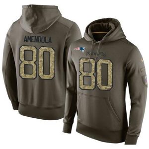 NFL Men's  New England Patriots #80 Danny Amendola Stitched Green Olive Salute To Service KO Performance Hoodie